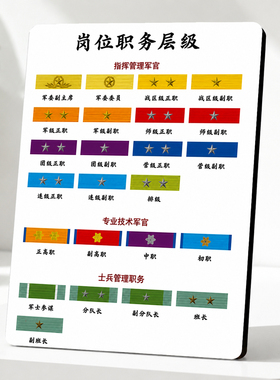 岗位职务层级对照表装饰相框军迷知识科普桌面摆台装饰画框