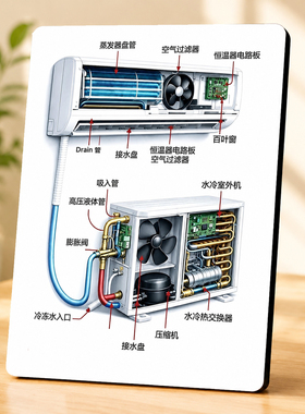 空调结构原理分解图装饰相框家电维修店墙面装饰摆画