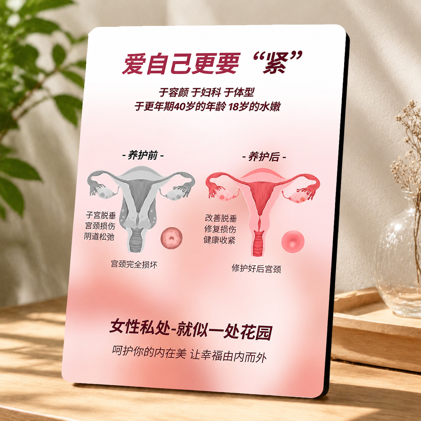 女性私处养护宣传画产康美容院养生馆墙面装饰相框