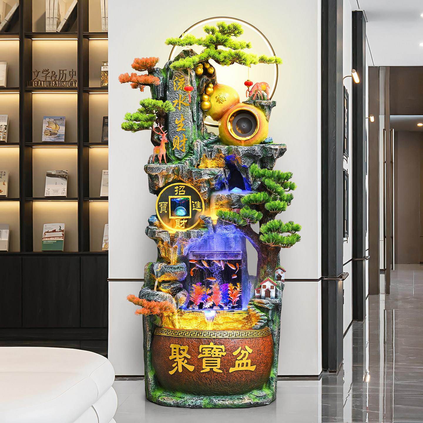 流水生财摆件风水轮假山鱼缸乔迁开业大吉礼品招财聚宝盆喷泉水景