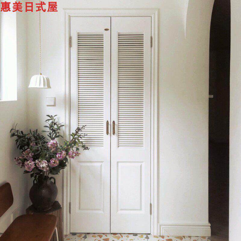 百叶门拉门阳台隔断门定制鞋柜衣柜门整体橱柜门活动透气实木折叠