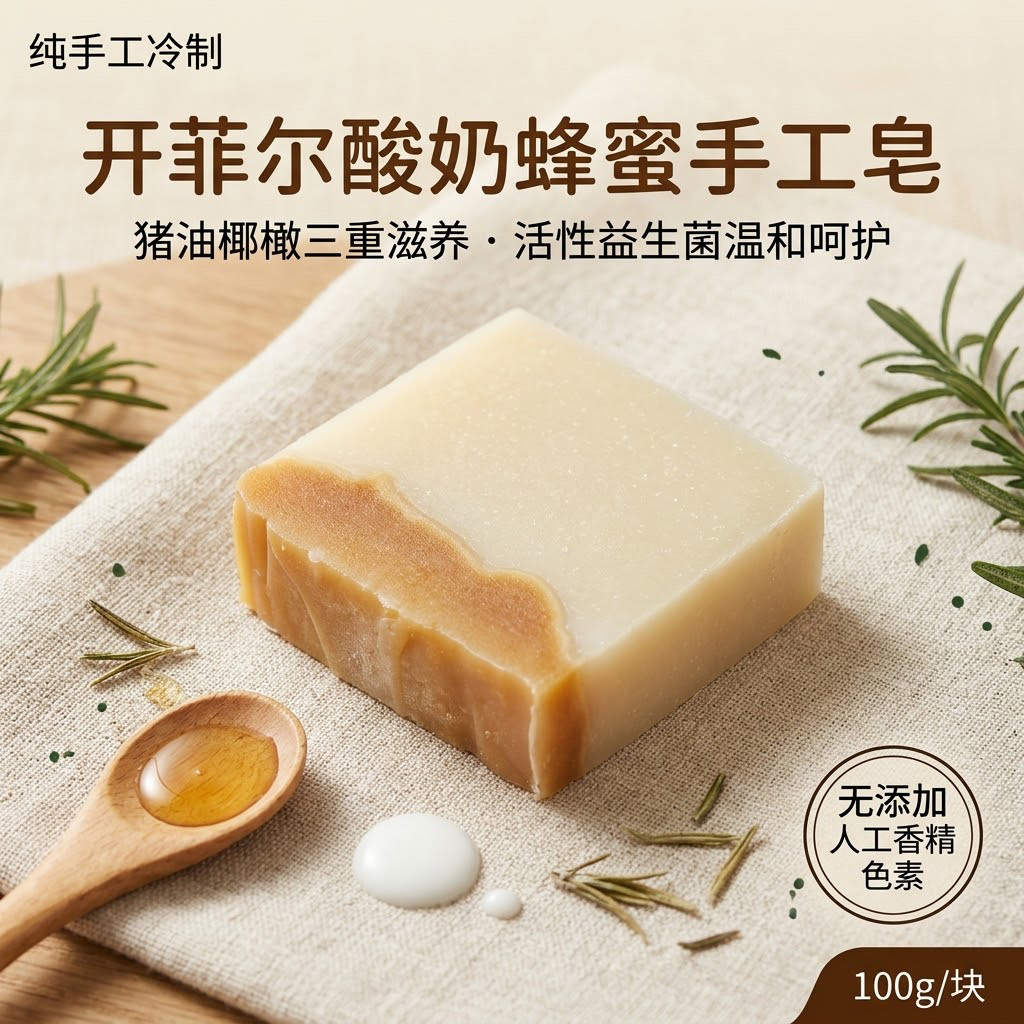 【皓】开菲尔酸奶蜂蜜冷制手工皂｜洁面沐浴香皂男女通用护肤