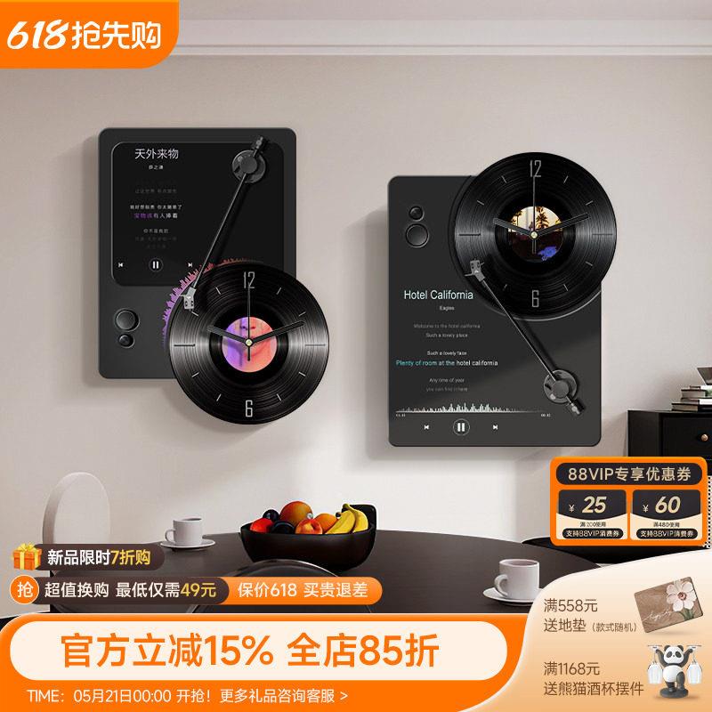 黑胶唱片竖版电表箱装饰画怀旧配电箱时钟遮挡挂画弱电箱盖面板画