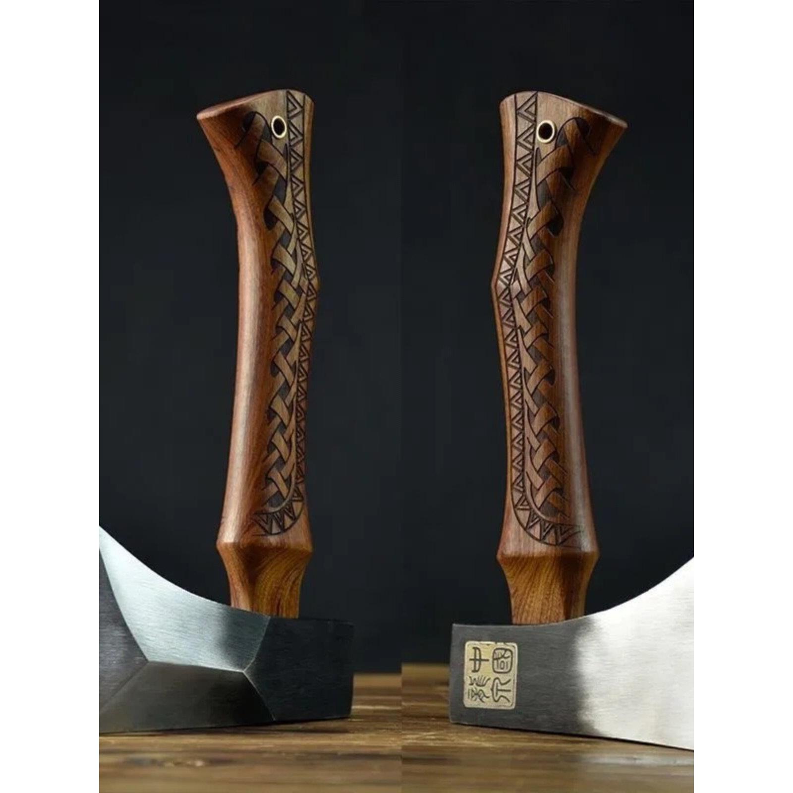 龙泉手作大砍骨刀家用小斧头多功能高锰钢纯手工重型便携式斩骨斧
