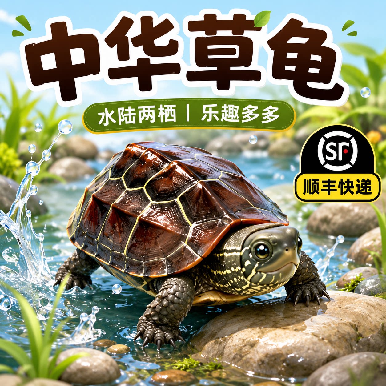顺丰乌龟活物中华草龟金线外塘适合家养的小乌龟苗长寿宠物龟认主