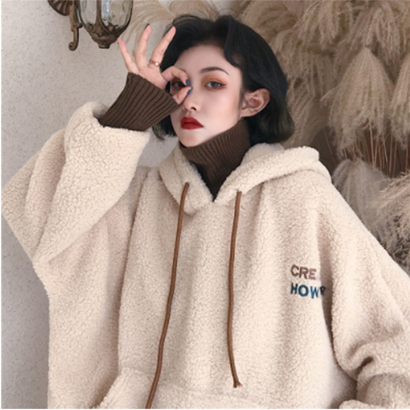 羊羔毛绒卫衣女秋冬20新