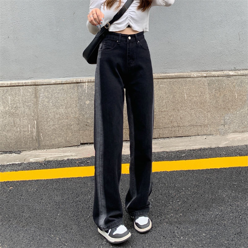 渐变黑灰色牛仔裤女装春