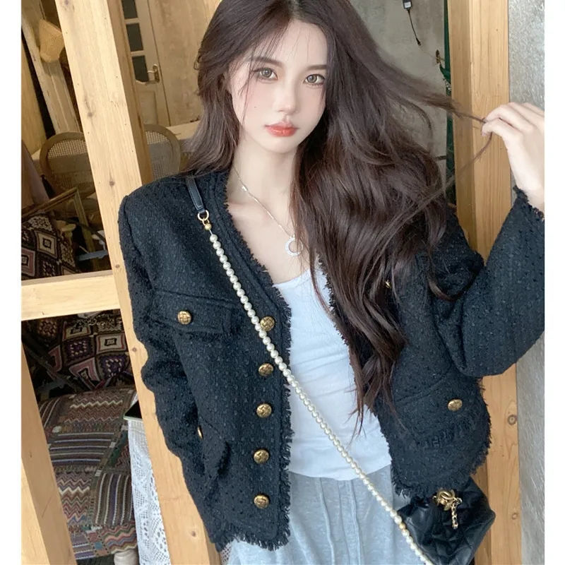 小香风外套女V领复古流苏