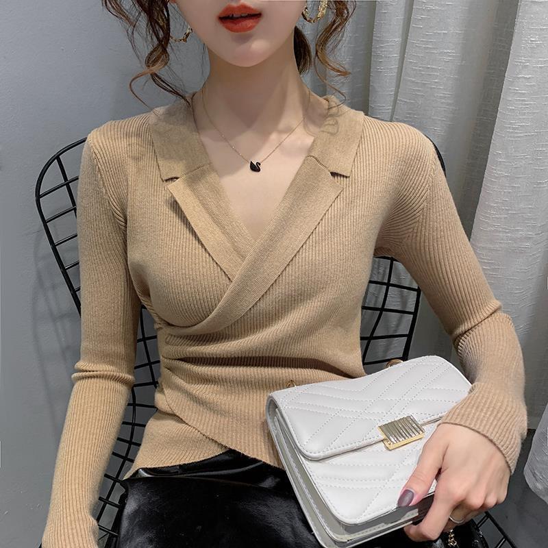 西装领打底毛衣女内搭202