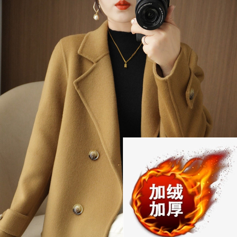 加绒加厚毛呢大衣女2024