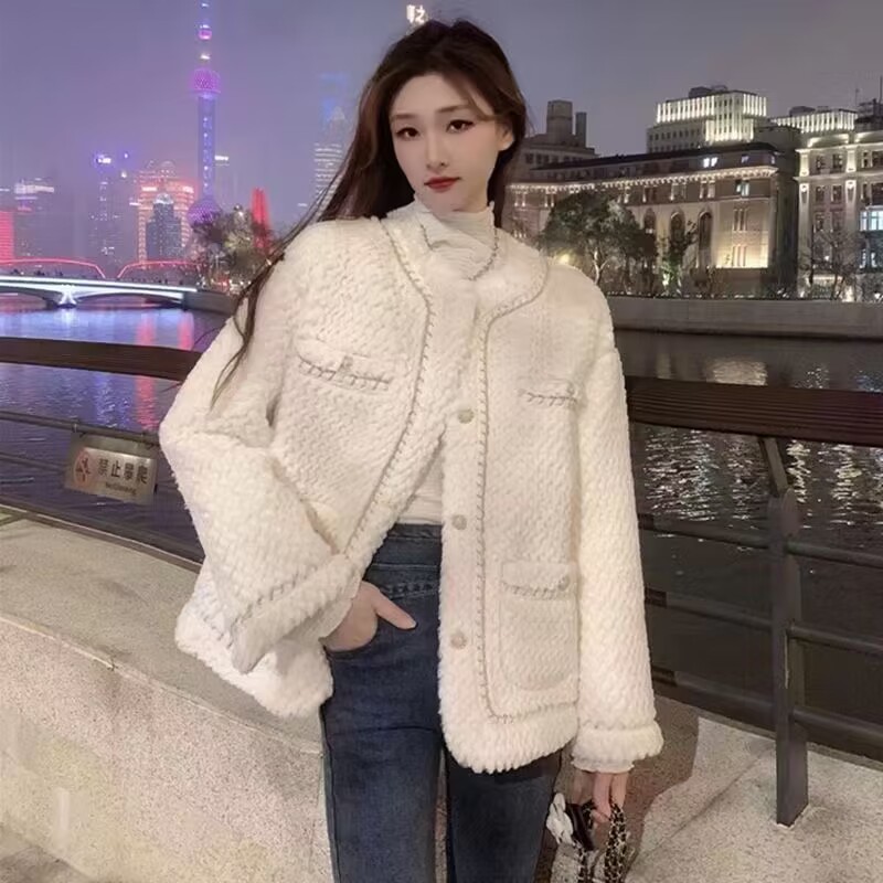 小香风羊羔毛外套女秋冬