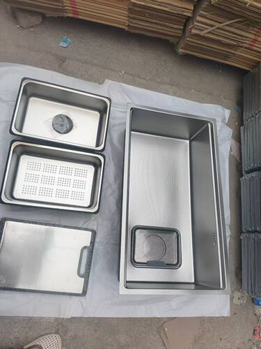 通体1.5实厚一体压铸大单槽厨房洗菜盆SUS304水槽窄边38cm大内径
