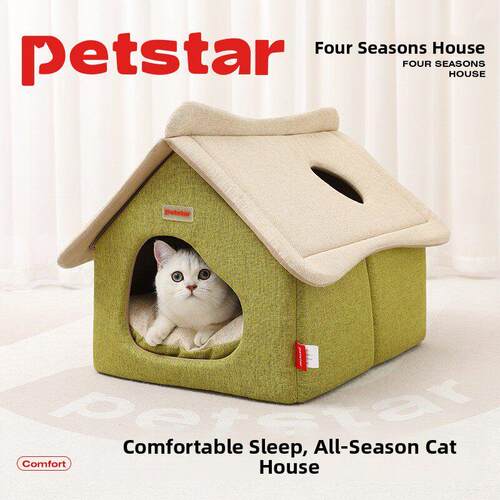[Petstar猫屋]猫窝为所有季节，封闭的猫屋，可移动和可清洗的宠