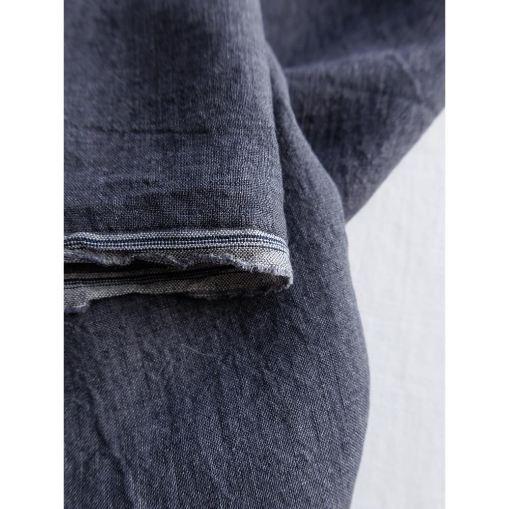 水洗色织纯亚麻天然面料田园服装工作室深蓝色旗袍裙裤纯亚麻杏色
