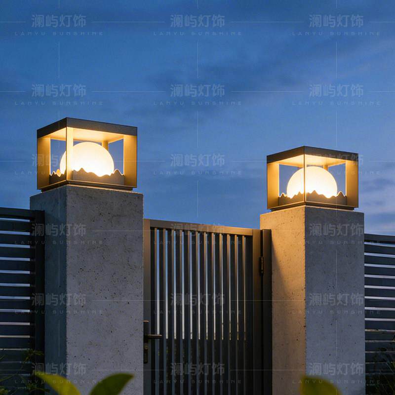 太阳能柱头灯户外月球防水庭院别墅大门柱灯室外接电款门垛围墙灯