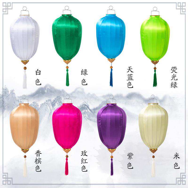 纯色光版灯笼冬瓜形婚庆国潮南瓜灯笼绸缎元旦新年火锅店古典宫灯