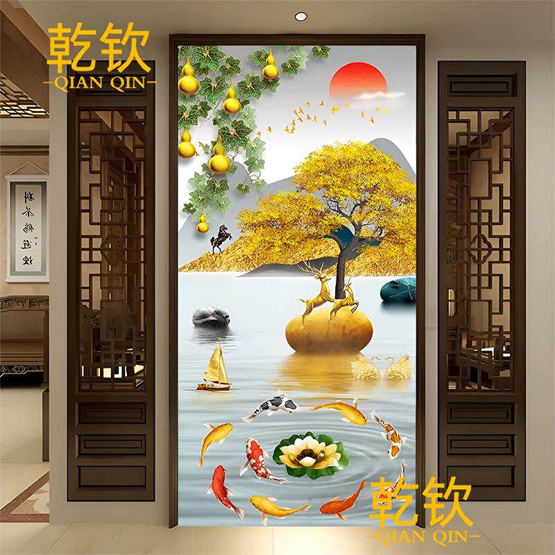 过道玄关装饰画岩板电视背景墙瓷瓷砖背景墙