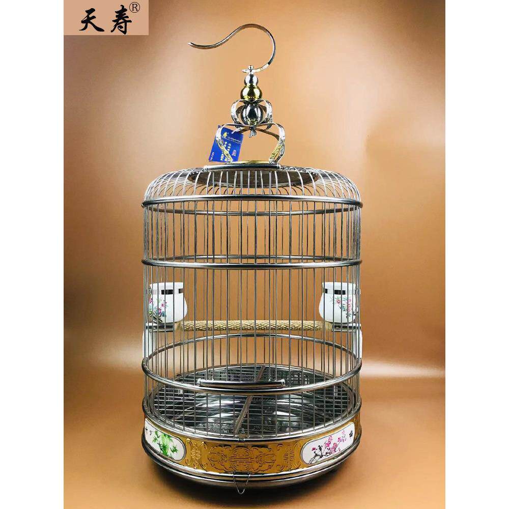天寿不锈钢鸟笼画眉虎皮八哥专用鸟笼超大乌冬笼图片