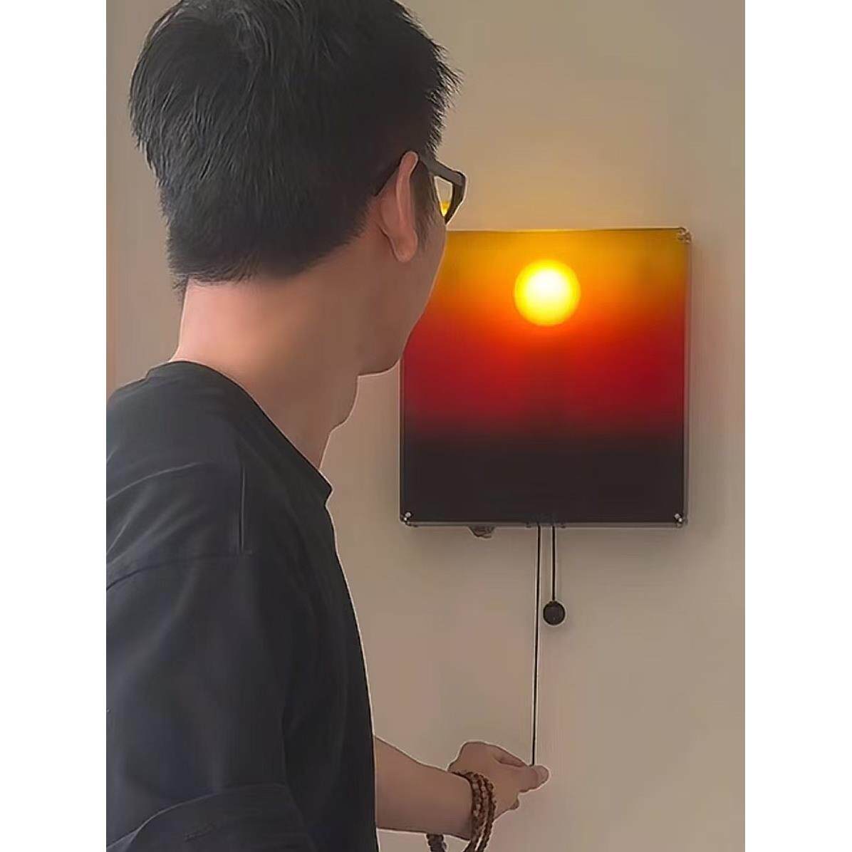 手拉落日灯壁挂升降日出夕阳玄关挂画氛围灯壁灯挂墙灯装饰led