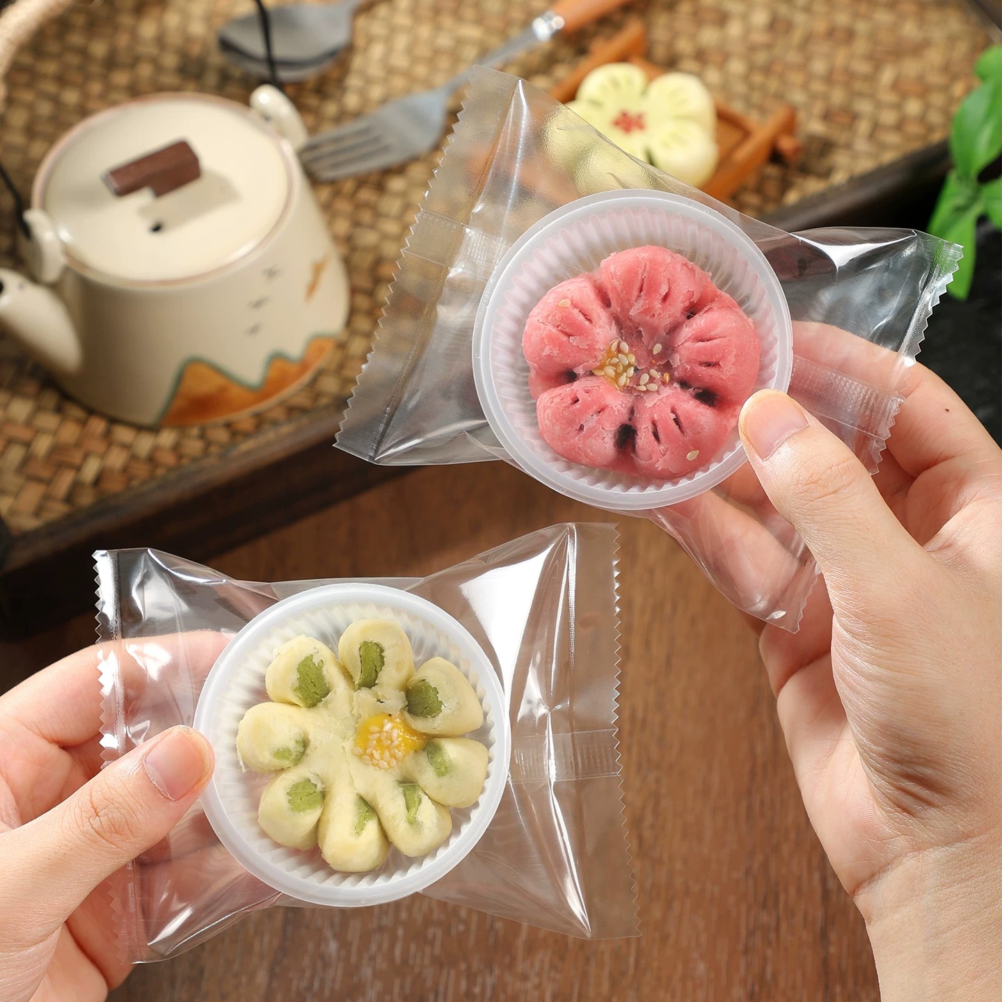 桃酥透明包装袋月饼袋和底托100g