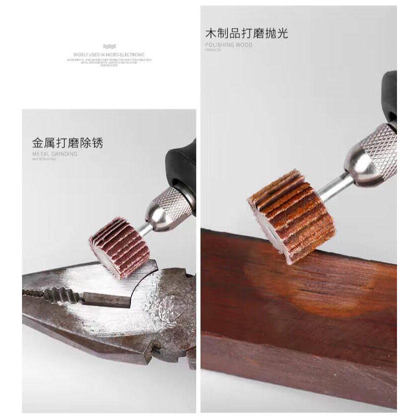活柄百叶磨头百叶砂纸轮打磨抛光轮小叶轮电磨头活动柄页轮精抛头