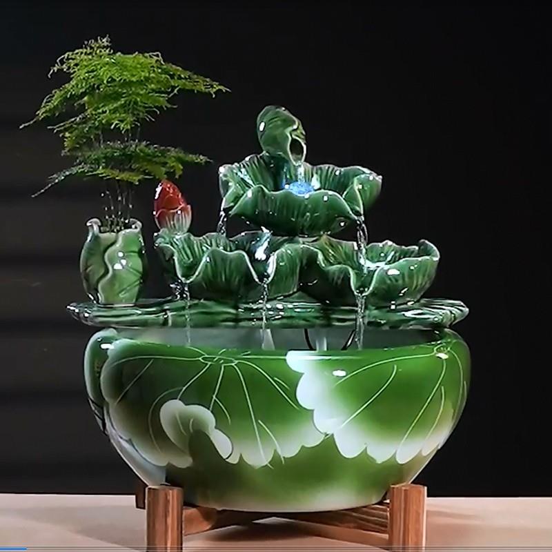 鱼缸陶瓷流水景喷泉风水轮球招财客厅玄关家居开 业送礼收银装饰