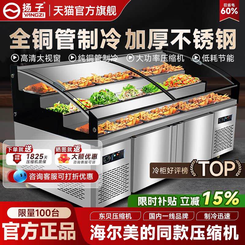 扬子三阶梯凉菜熟食商用冷藏冷冻卤菜饭店展示柜点菜保鲜鸭脖冰柜
