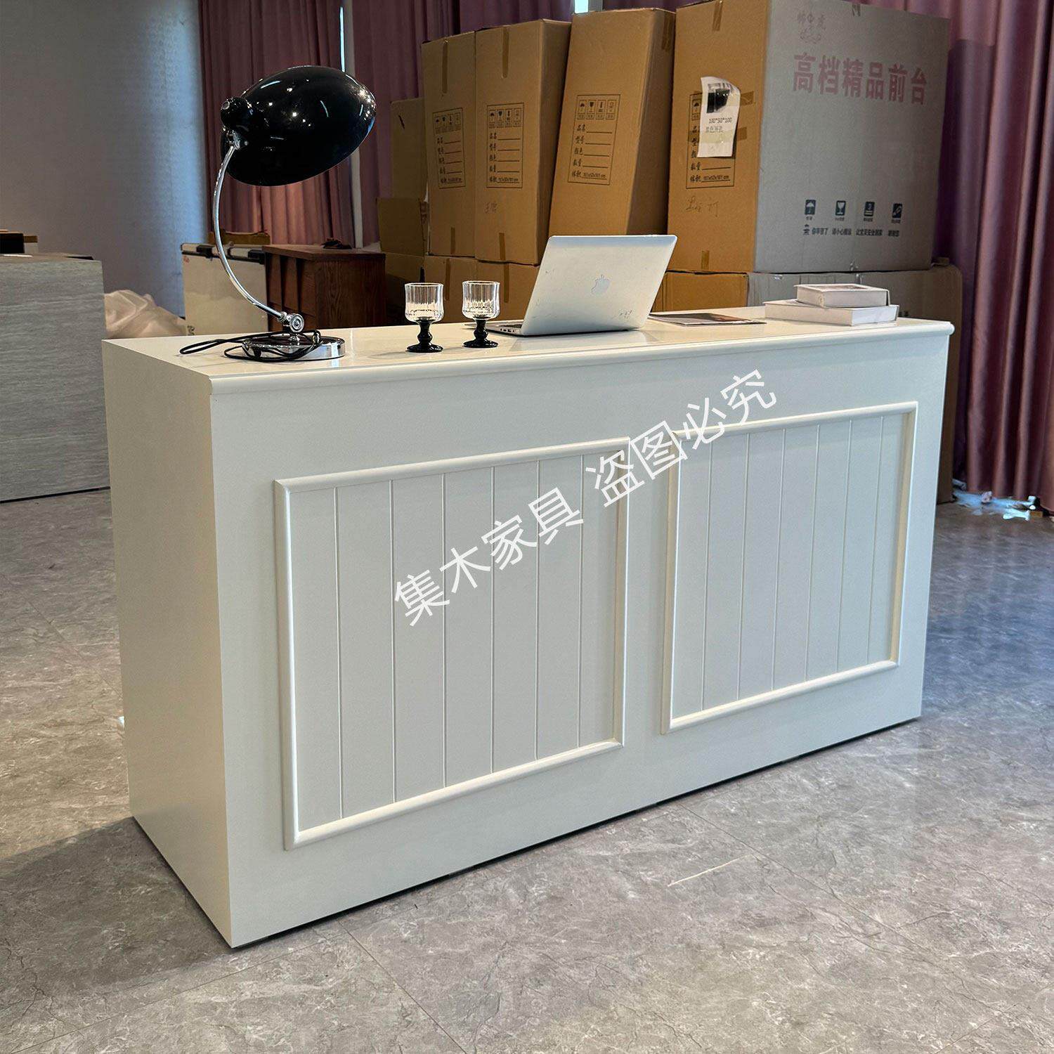 简约现代服装店收银台宠物店迎宾柜台网红收银台培训机构吧台