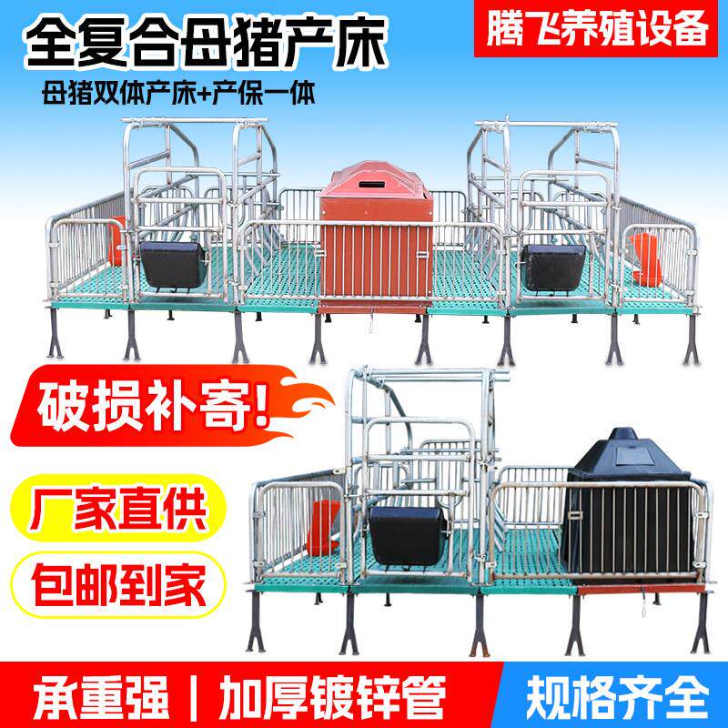 母猪产床保育床一体加厚热镀锌单双体产保两用养殖猪场猪用分娩床