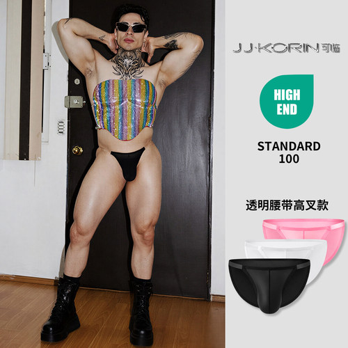 2条装锦纶透明腰三角裤性感提臀