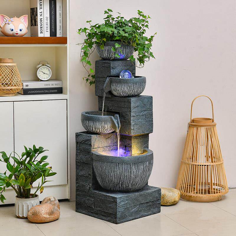 风车流水摆件循环水客厅鱼缸室内招财假山水景高山喷泉造景风水轮