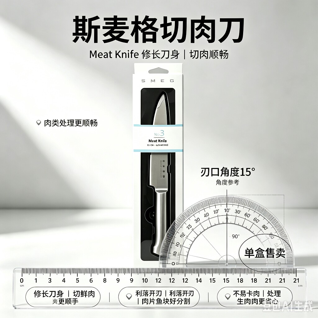 [单件礼盒装]SMEG斯麦格家用不锈钢刀具切肉切菜水果面包刀料理刀