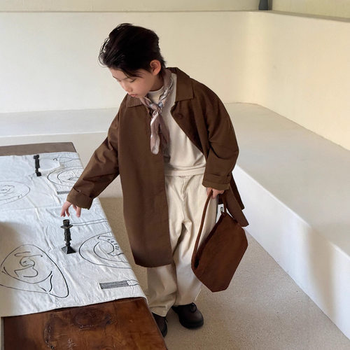 男童春秋外套2025新款韩版休闲女童秋装洋气儿童中长款百搭风衣潮