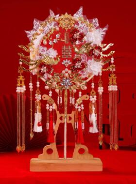 新娘团扇双面重工喜扇diy材料包闺蜜送礼中式婚礼婚扇