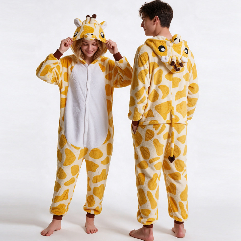 Onesie长颈鹿卡通动物连体睡衣情侣冬家居万圣节Giraffe