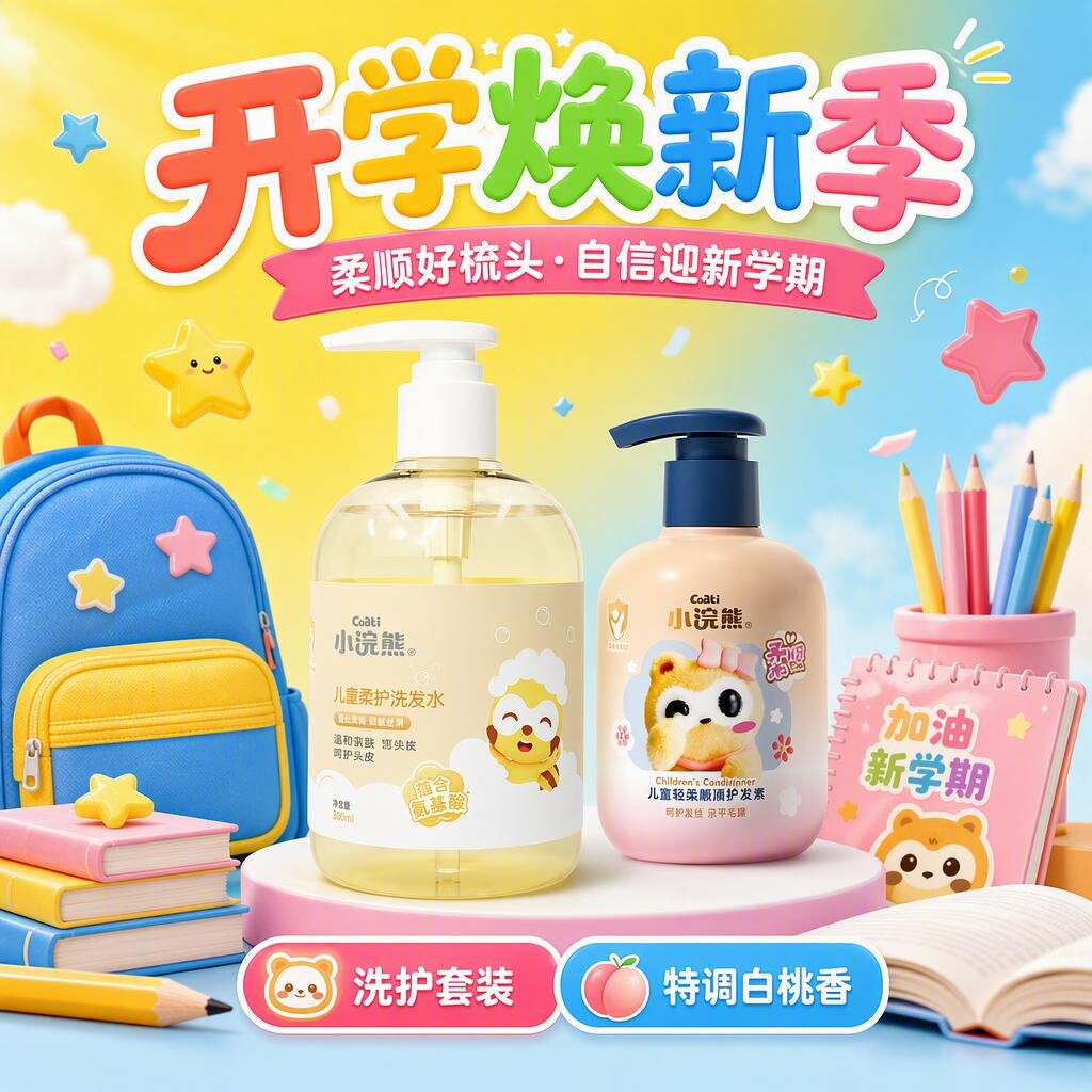 小浣熊儿童护发素套装白桃香