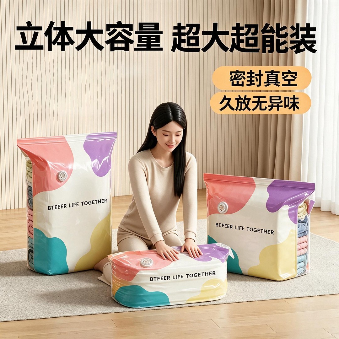 【抢!3个】加厚家用抽压两用换季衣服棉被真空压缩收纳袋kd