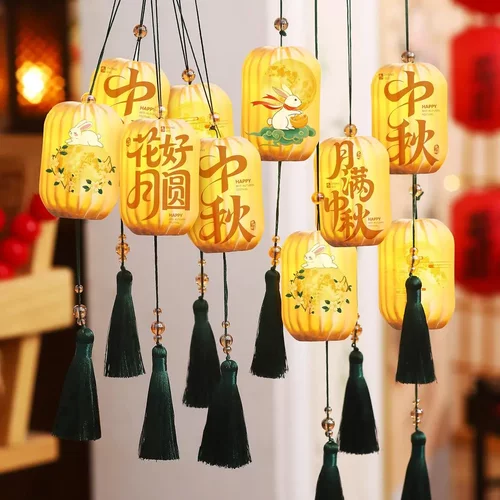 中秋国庆古风小灯笼挂饰新中式竹纹商场门店景区节日布置RW-HHH