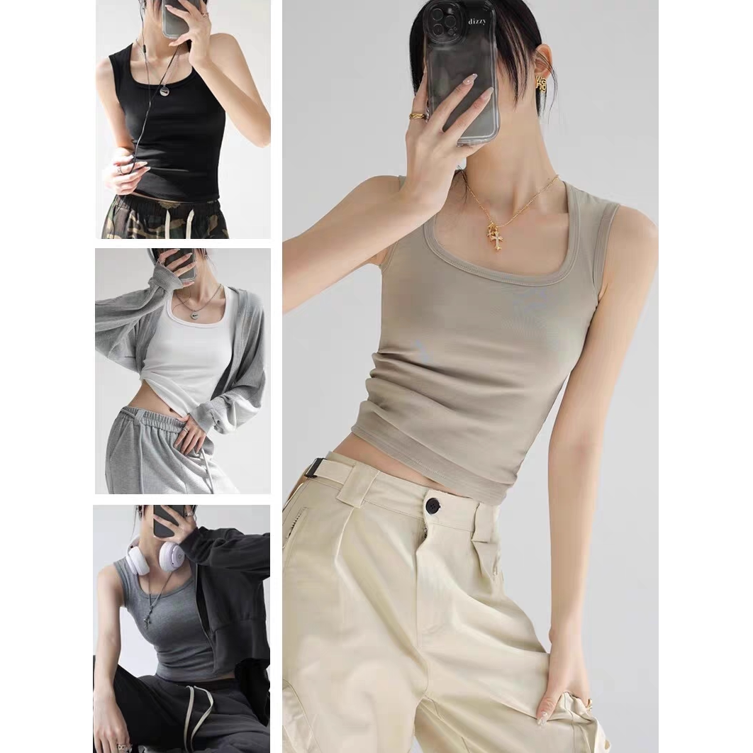 可外穿吊带背心女内搭夏季辣妹外穿遮副乳工字纯棉宽肩带打底上衣