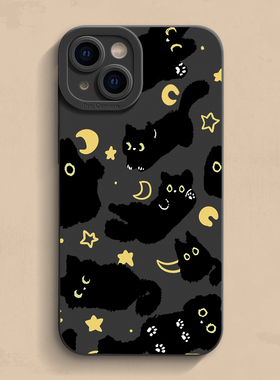 星星黑猫iPhone17手机壳苹果14pro max个性13创意12高级11新款xr男女15液态16硅胶se软简约7/8plus保护套mini