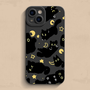 星星黑猫iPhone17手机壳苹果14pro 13创意12高级11新款 xr男女15液态16硅胶se软简约7 8plus保护套mini max个性