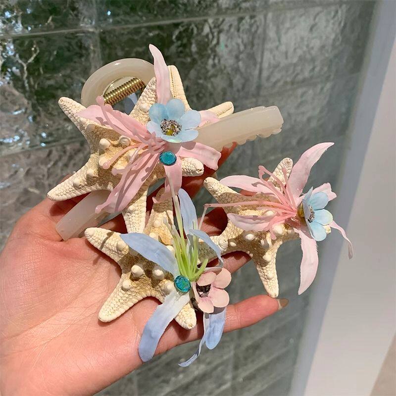 海洋系列发边夹永生花海星贝壳浆发饰