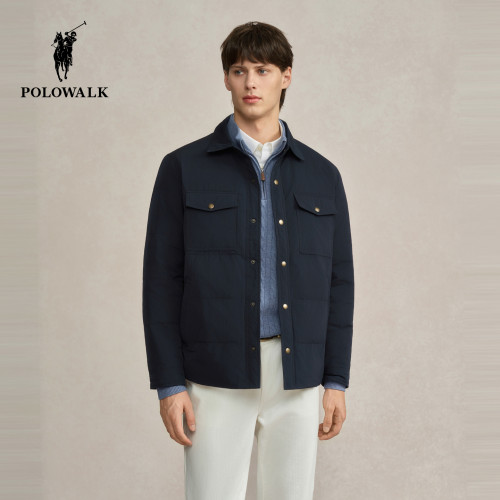 POLOWALK男装羽绒服冬季新品商务风保暖舒适男式翻领鸭绒羽绒服