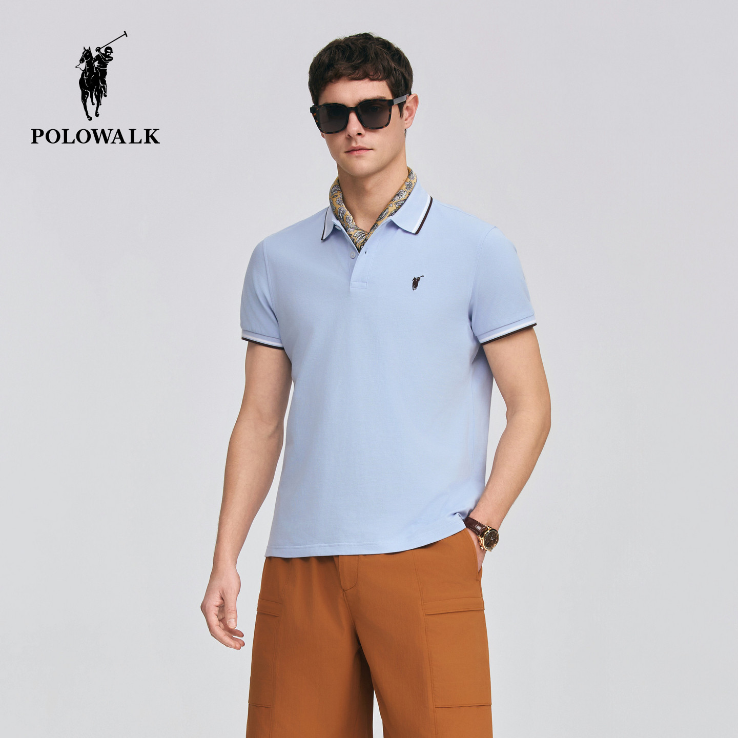 POLOWALK撞色短袖POLO衫图片