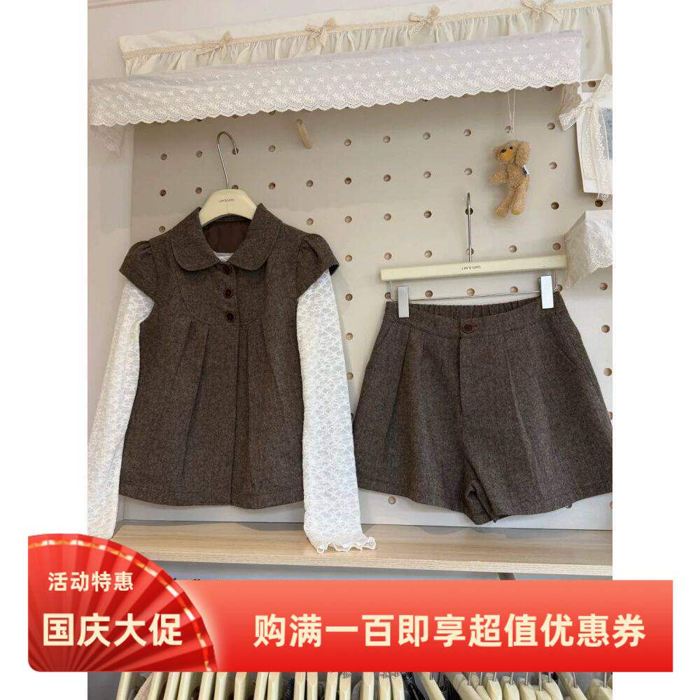 【温茶叙旧】韩系温柔通勤风三件套可爱马甲简约内搭时尚短裤套装