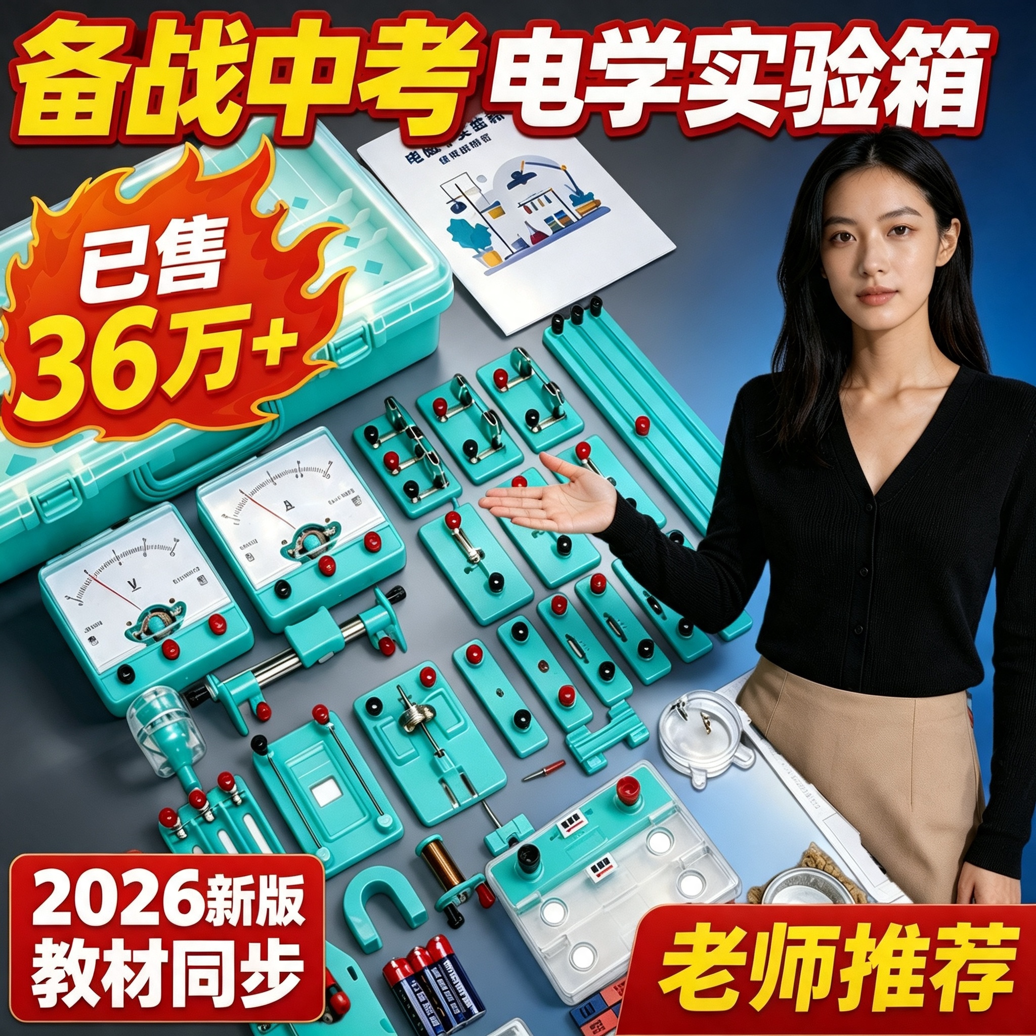 初中物理实验器材全套电学实验箱初二初三电路小灯泡力学光学中考实验箱磁铁套装学生教具八九年级人教版