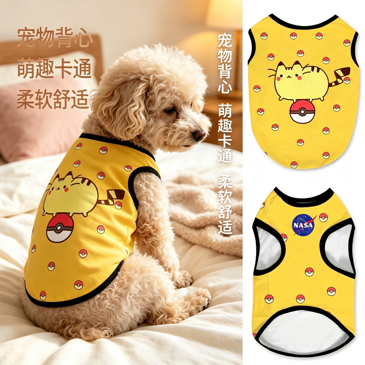 胖吉猫cos宝可梦联名皮卡丘宠物背心大中小型狗狗衣服透气防掉毛
