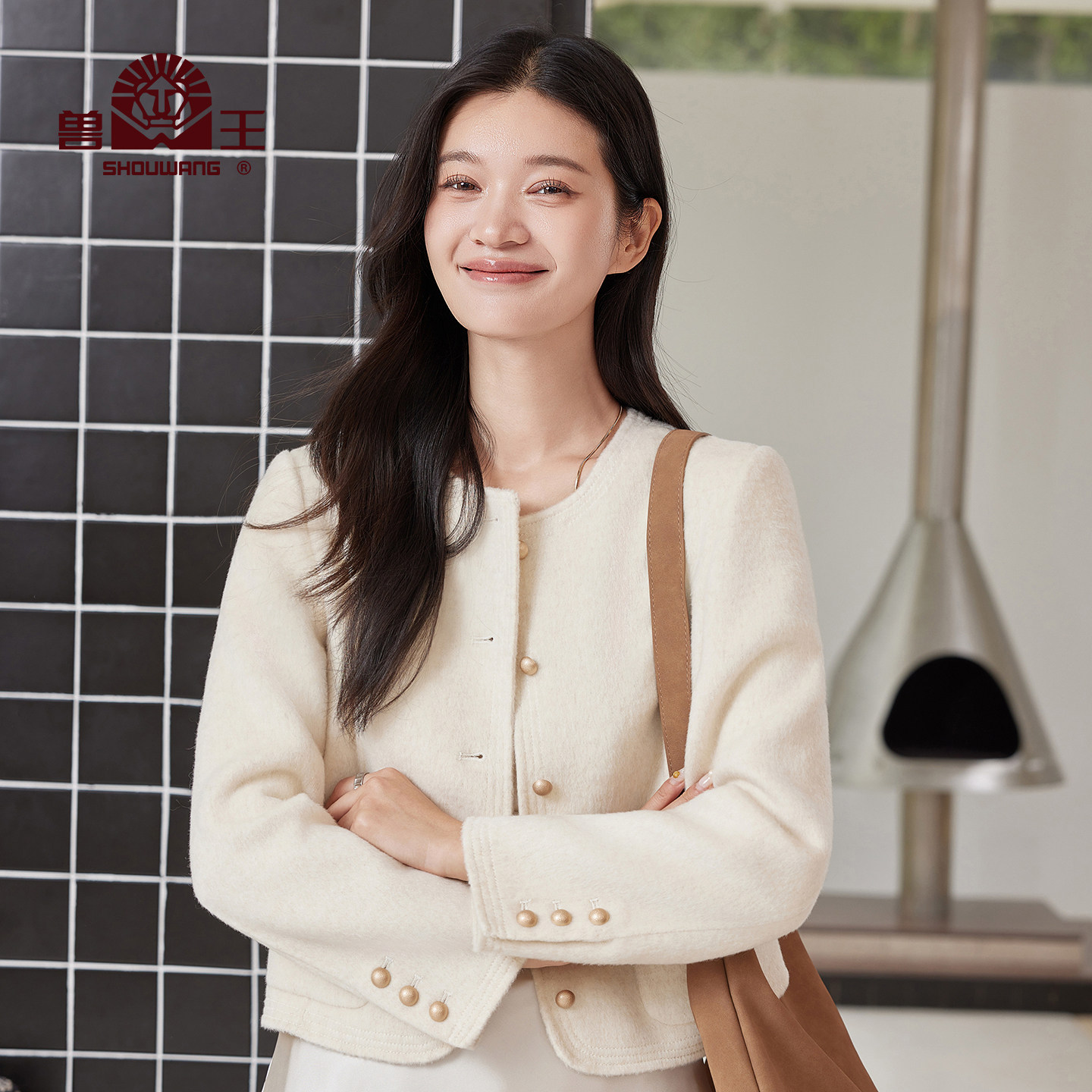 兽王羊毛外套女2025秋冬新款100%羊毛修身气质名媛短款上衣外套,女装/女士精品,毛呢外套,淘宝优惠券,粉丝福利购,淘宝优惠卷