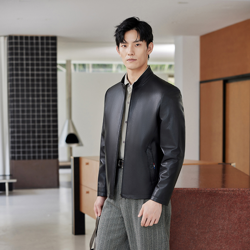 兽王绵羊皮真皮皮衣男2025秋冬新款立领机车服修身皮外套夹克