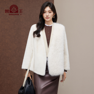 兽王金貂绒外套女秋季新款淑女千金风环保毛仿皮草外套大衣